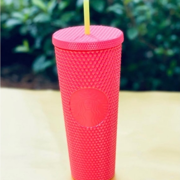 Starbucks Dragon Fruit Bling Cup Studded Coral Tumbler 2pc SET Venti & Grande - Picture 5 of 9